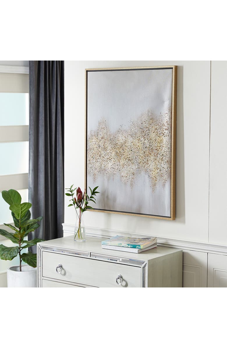 COSMO BY COSMOPOLITAN Goldtone Canvas Glam Abstract Framed Wall Art with Gold Frame, Alternate, color, Gold