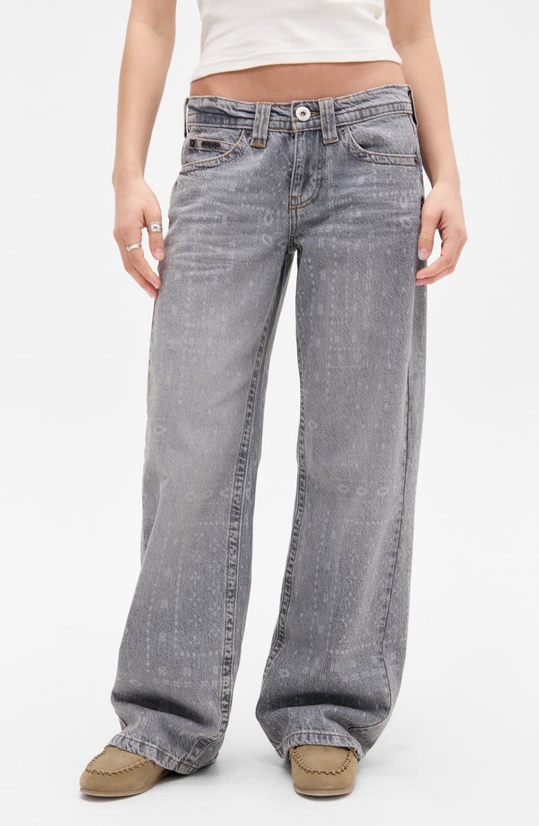 BDG Urban Outfitters Kayla Bandana Print Wide Leg Jeans, Main, color, Grey