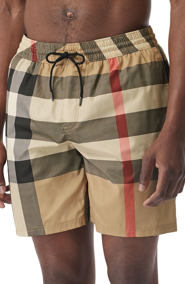 Burberry Guildes Check Swim Trunks, Alternate, color, Archive Beige Ip Chk