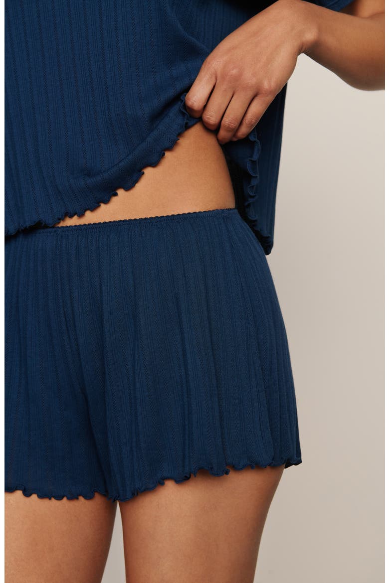Pointelle Rib Pajama Shorts, Alternate, color, NAVY