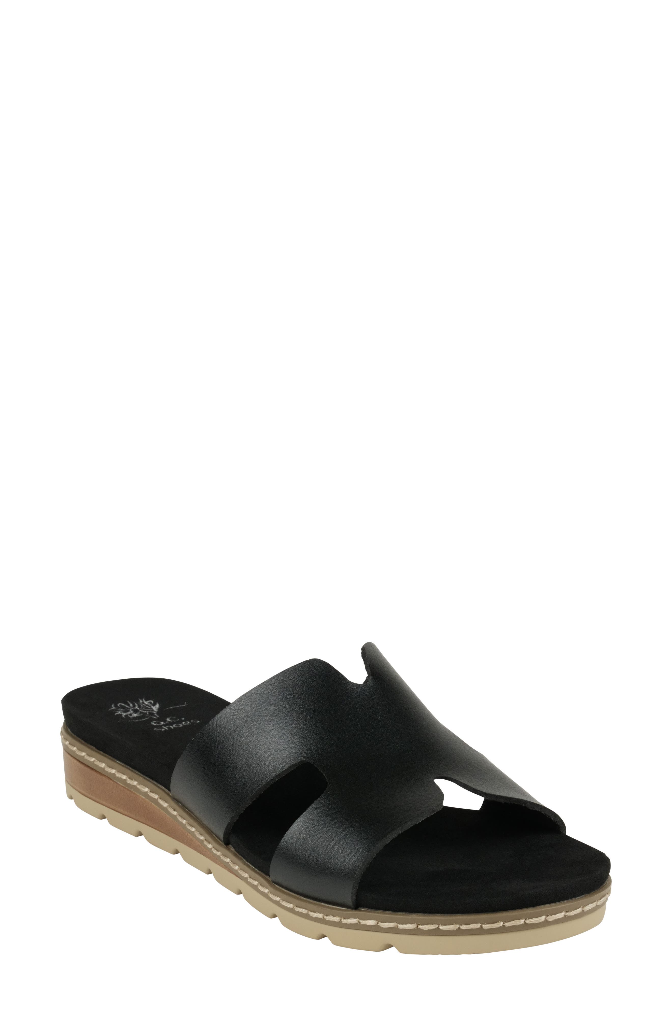 GOOD CHOICE NEW YORK Nellie Cutout Wedge Slide Sandal, Main, color, Black