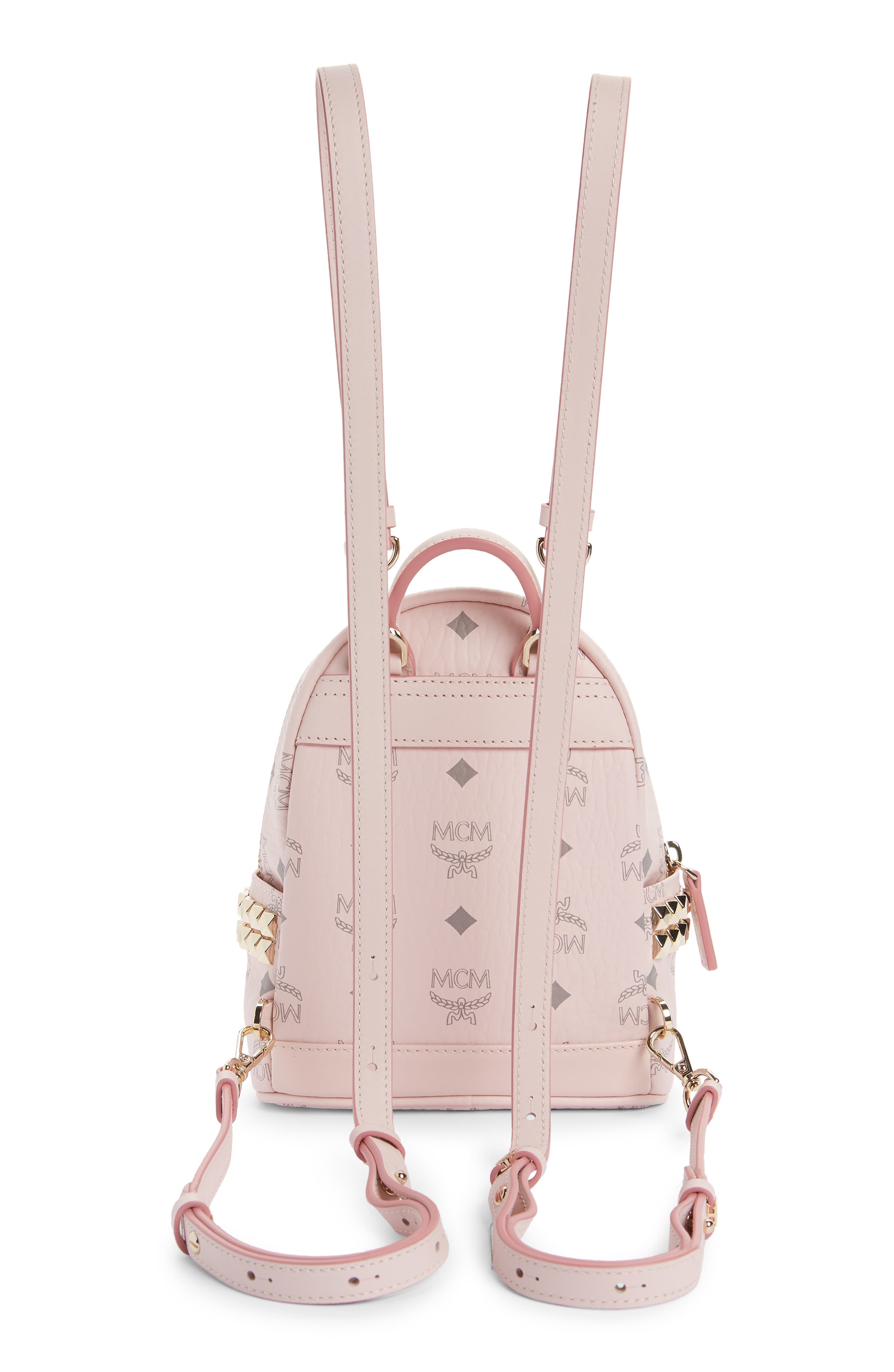 MCM Mini Stark Stud Coated Canvas Backpack, Alternate, color, 