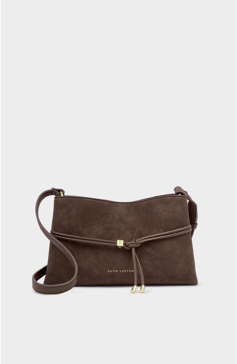 Katie Loxton Lori Suedette Crossbody Bag, Main, color, Bitter Chocolate