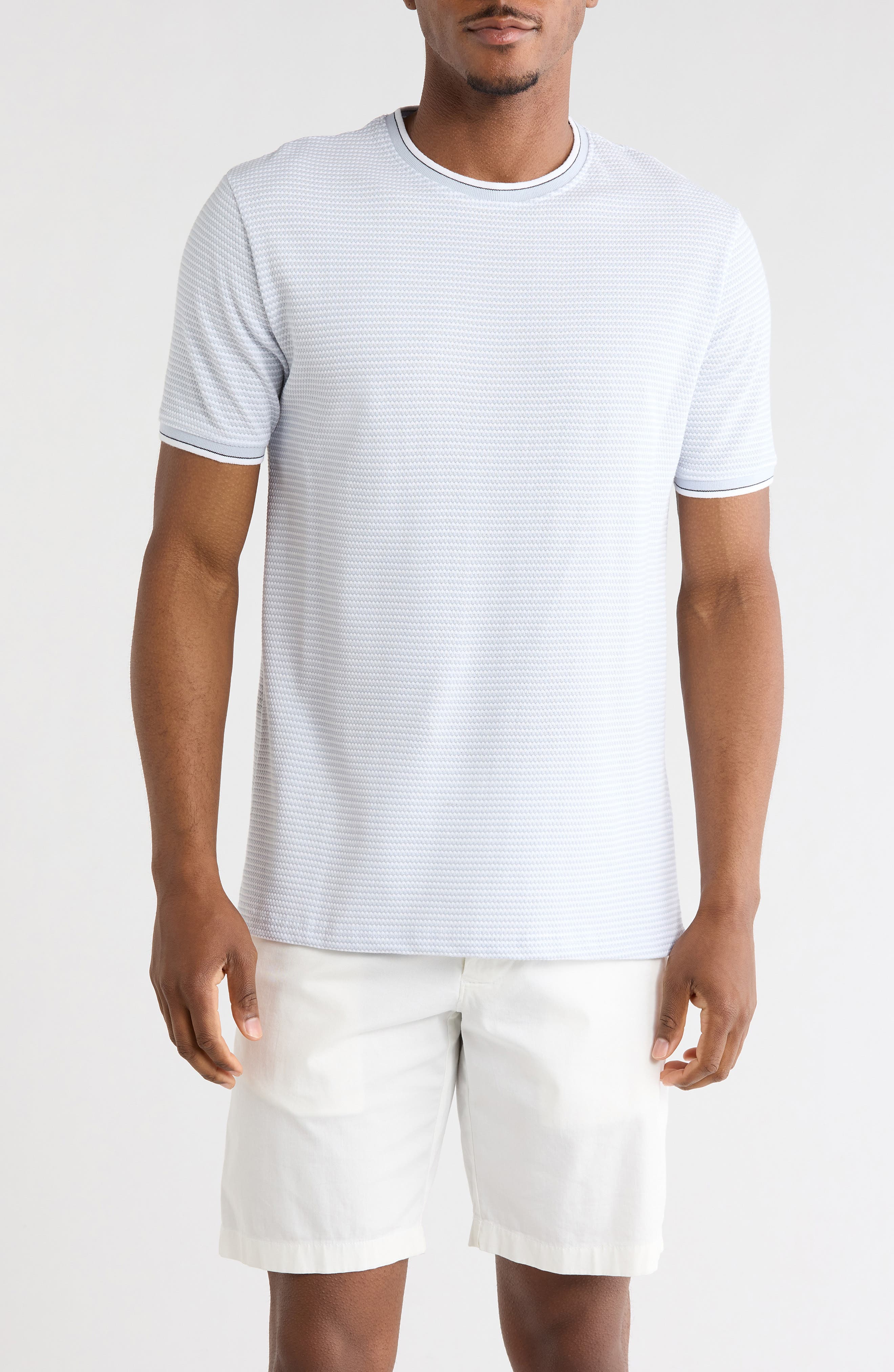 DENIM AND FLOWER Textured Stripe Crewneck T-Shirt