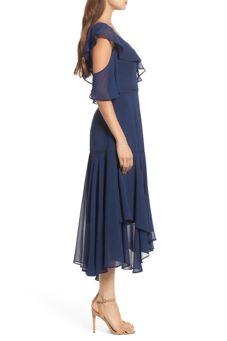 Utopia Cold Shoulder Midi Dress, Alternate, color, INK