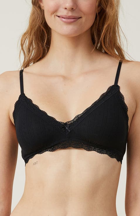 Women's Cotton Lace Triangle Padded Bralette