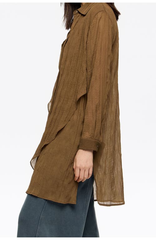 Bimba Y Lola Pleated Shirt With Maxi Ties In Brown