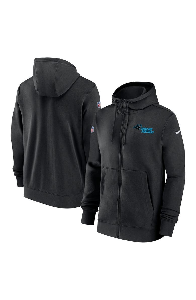 Nike Men's Nike Black Carolina Panthers Sideline Club Performance Full-Zip Hoodie, Main, color, 