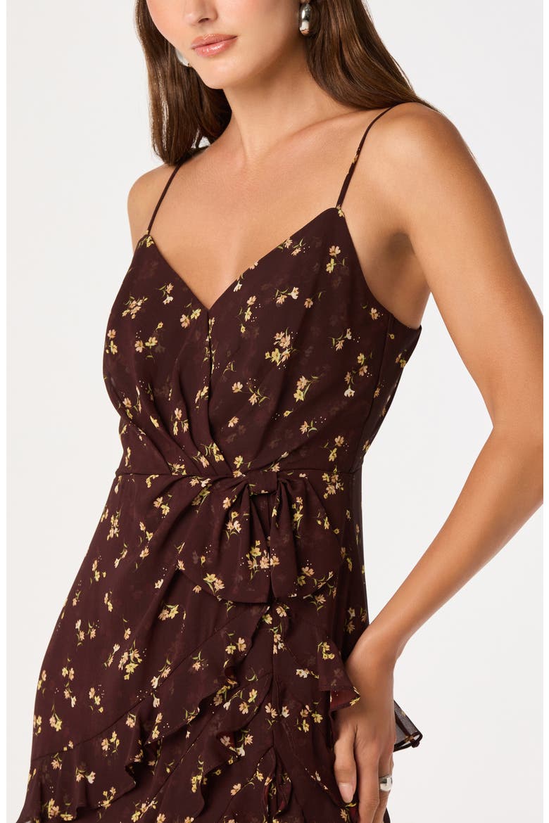 Abriella Ruffle Maxi Dress, Alternate, color, BROWN FLORAL