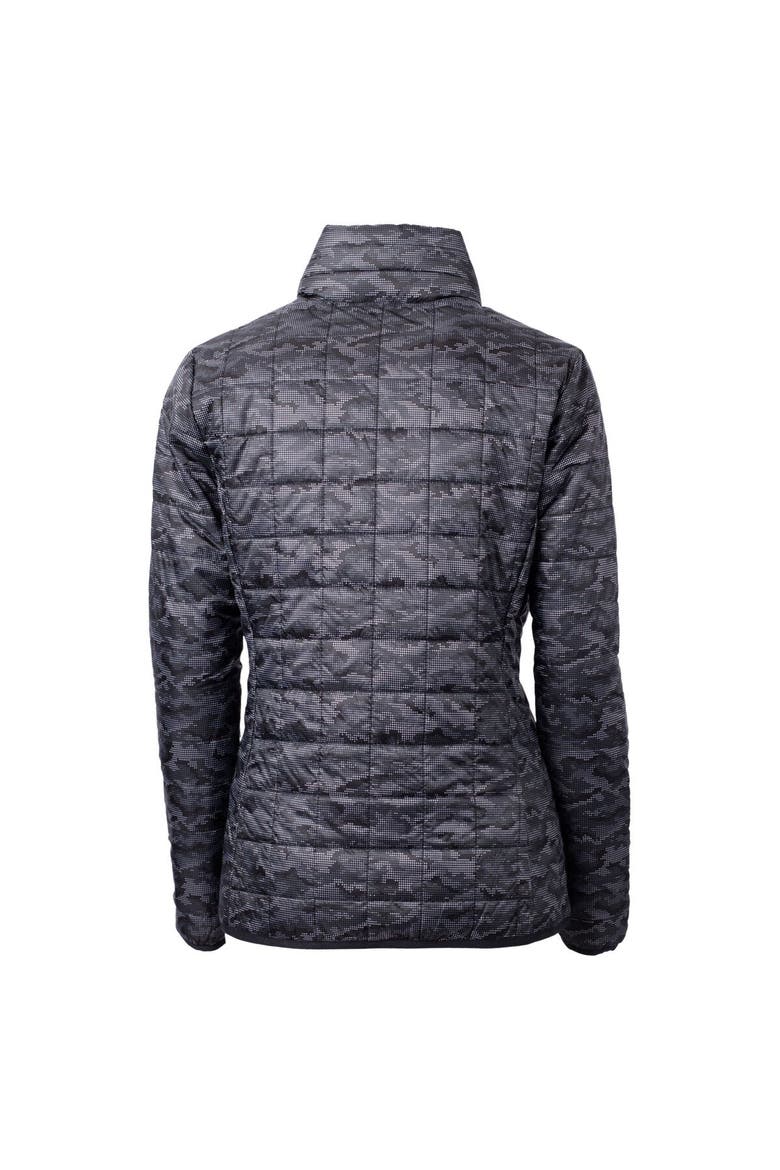 Women's Cutter & Buck  Black Akron RubberDucks Rainier PrimaLoft Eco Insulated Camo Full-Zip Puffer Jacket, Alternate, color, Black