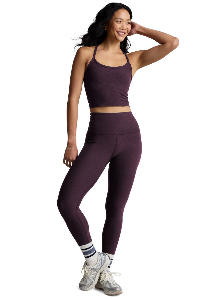 Space Dye Slim Racerback Crop Tank, Alternate, color, EGGPLANT PURPLE HEATHER