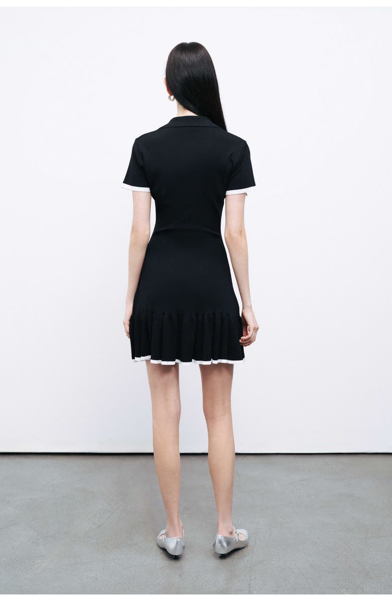 Nocturne Black Knit Pleated Hem Mini Dress, Alternate, color, 