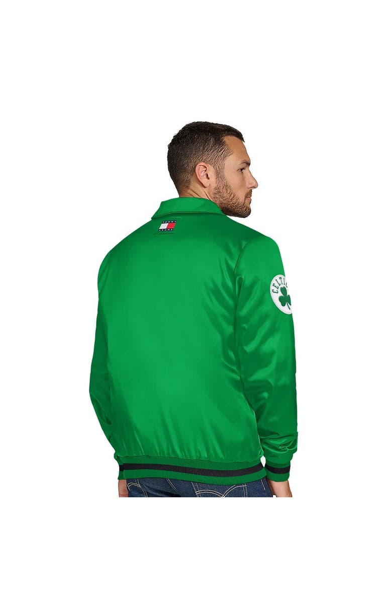 TOMMY JEANS Men's Tommy Jeans Kelly Green Boston Celtics Jacob Chain Stitch Applique Full-Snap Varsity Jacket, Alternate, color, Kelly Green