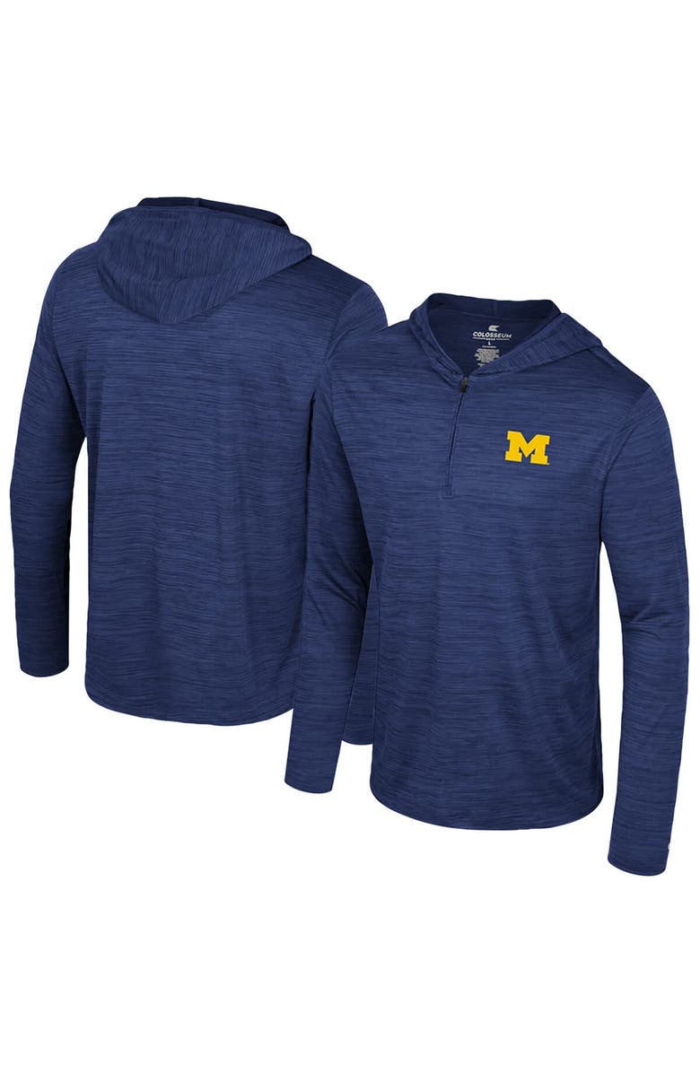 COLOSSEUM Men's Colosseum Navy Michigan Wolverines Always Sunny Lightweight Quarter-Zip Hoodie, Main, color, Navy