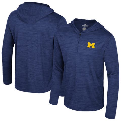Men's Colosseum Navy Michigan Wolverines Always Sunny Lightweight Quarter-Zip Hoodie