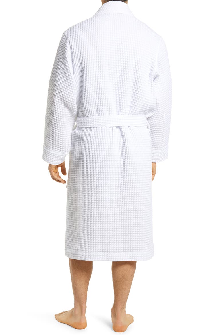 Men's Waffle Knit Cotton Robe, Alternate, color, WHITE