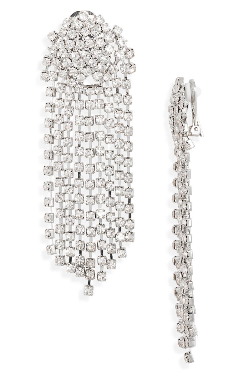 Kenneth Jay Lane Crystal Waterfall Chandelier Earrings, Main, color, Silver