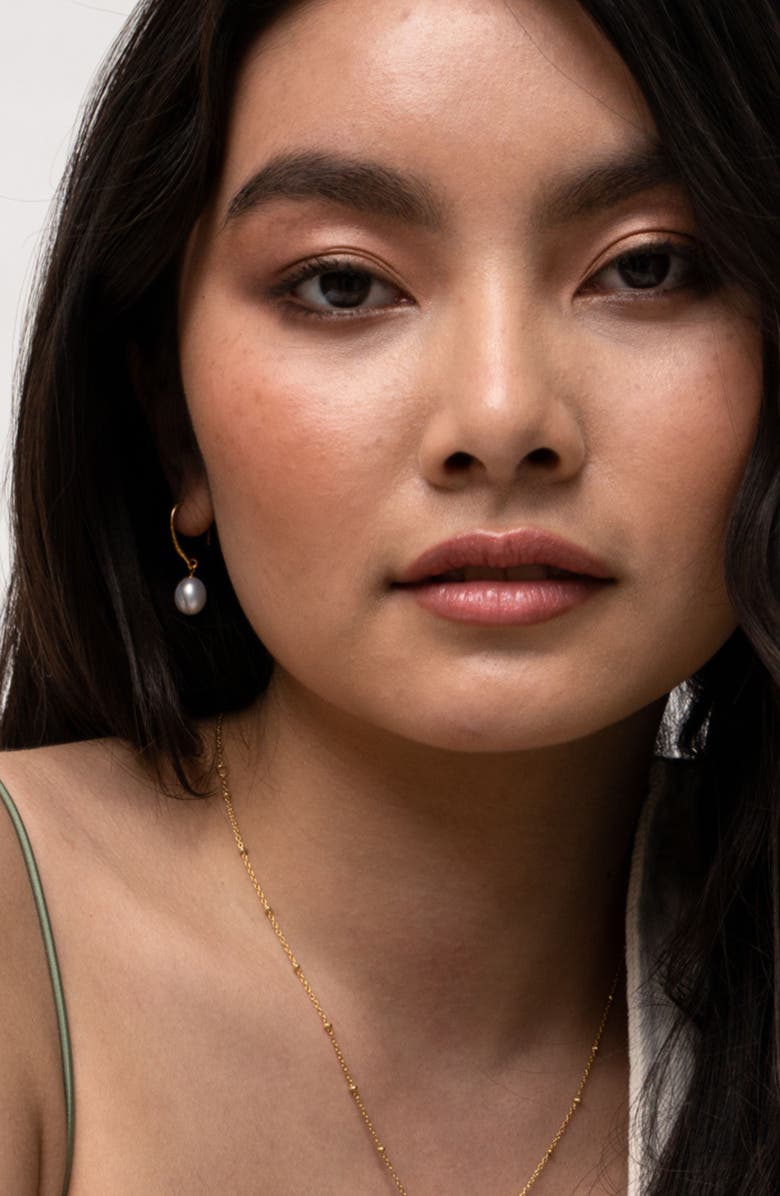 Dower & Hall 8mm Oval White Luna Pearl Drop Earrings, Alternate, color, Yellow Gold Vermeil