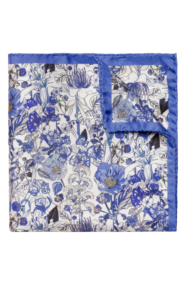 Eton Floral Print Silk Pocket Square, Main, color, 