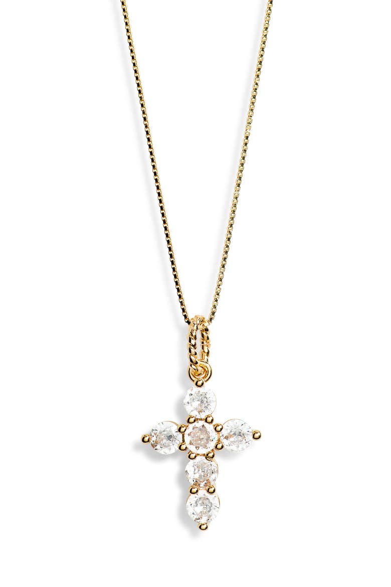 Byzantia Cross Pendant Necklace, Main, color, GOLD