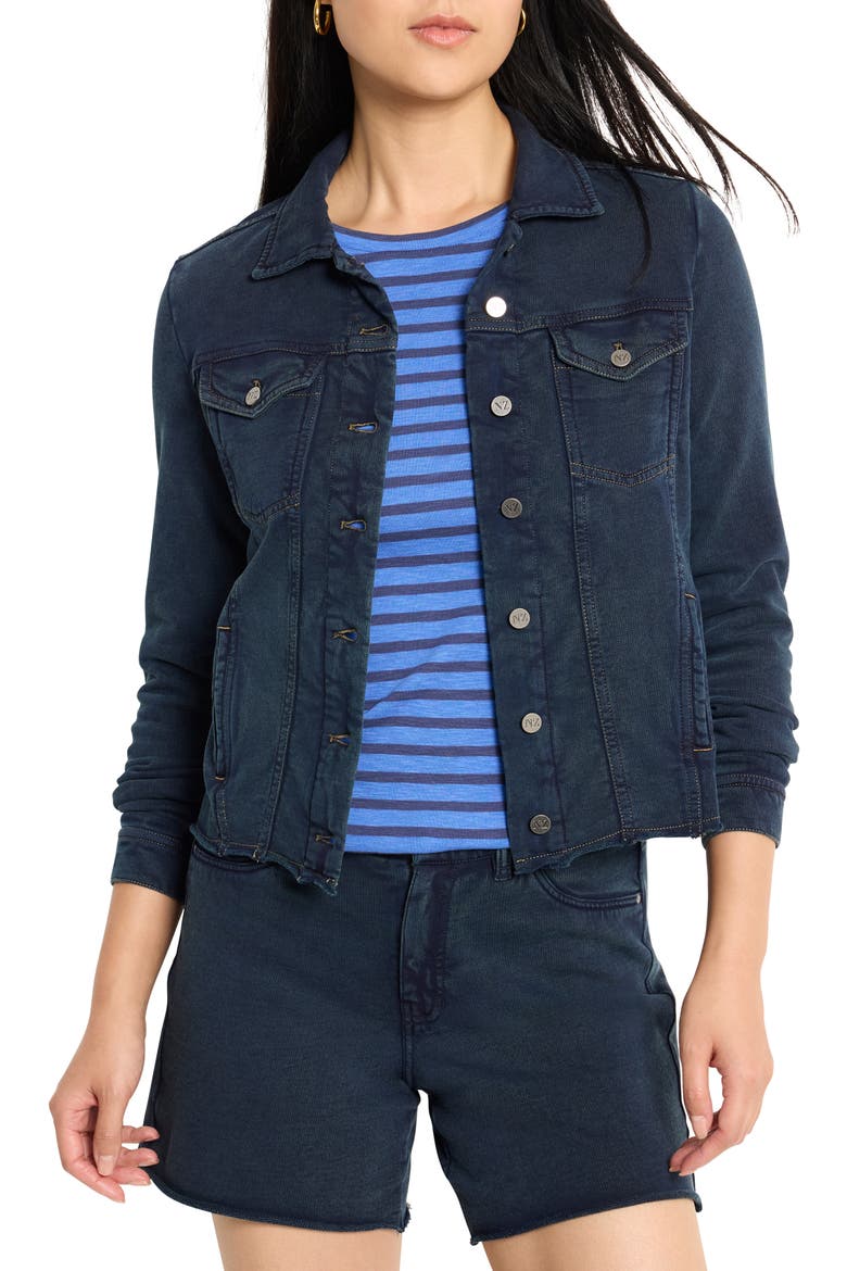 French Terry Trucker Jacket, Main, color, DARK INDIGO