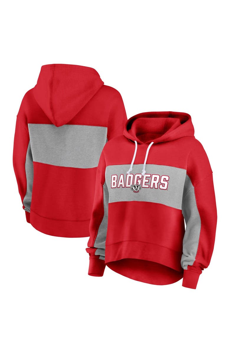 FANATICS Women's Fanatics Red Wisconsin Badgers Filled Stat Sheet Pullover Hoodie, Main, color, Red