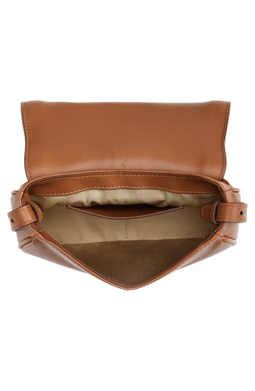 Alexander Mcqueen Mini T Bar Leather Saddle Crossbody Bag In Tan Silver
