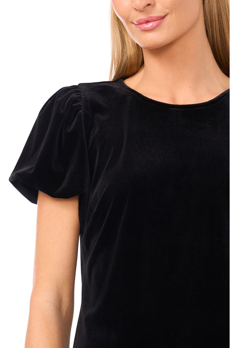 Puff Sleeve Stretch Velvet Top, Alternate, color, RICH BLACK