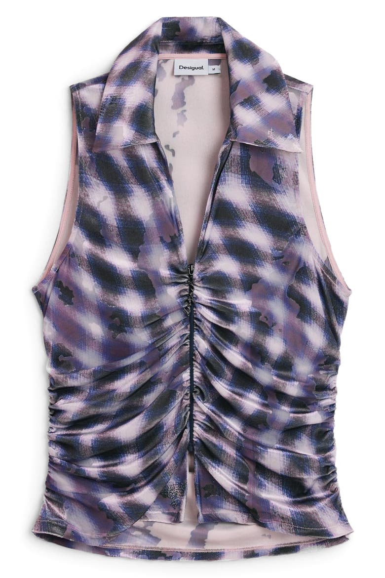 Sleeveless Zip Mesh Top, Main, color, PURPLE