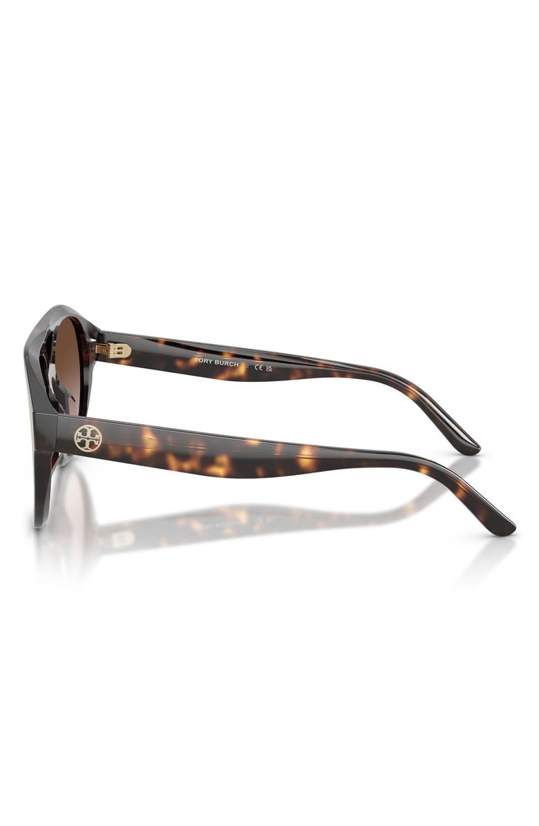 Tory Burch 55mm Polarized Gradient Pilot Sunglasses, Alternate, color, Dark Tortoise / Brown Gradient