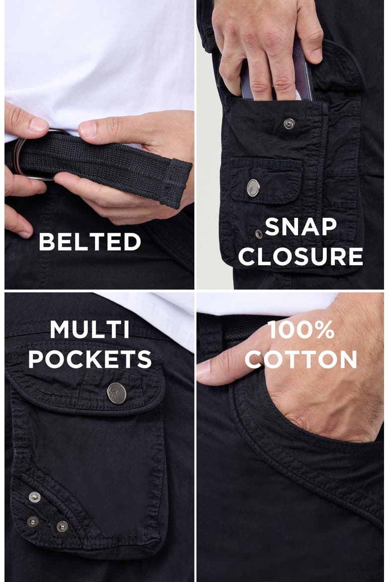 Belted Bermuda Cargo Shorts, Alternate, color, BLACK