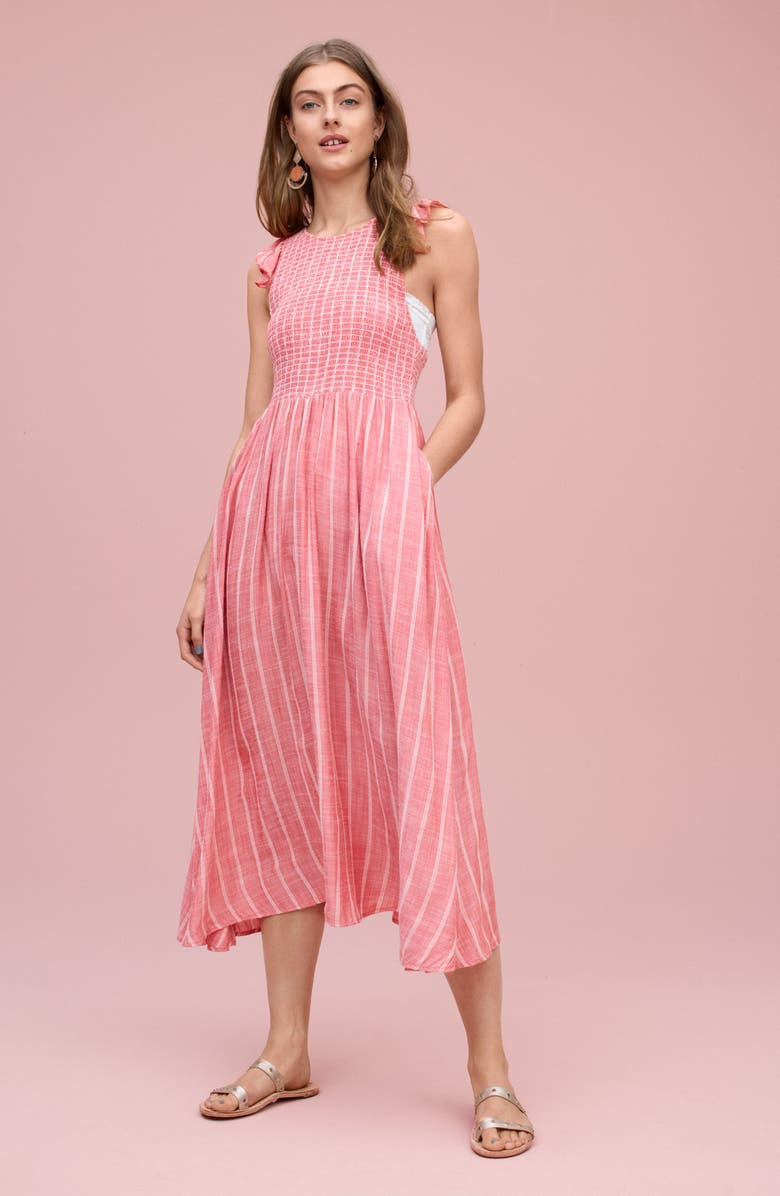 Free People Butterflies Chambray Midi Dress, Alternate, color, 