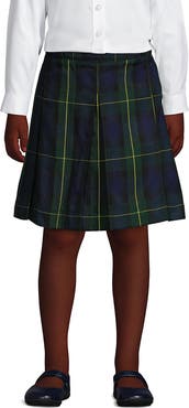 Lands' End School Uniform Girls Plaid Box Pleat Skirt Top of the Knee