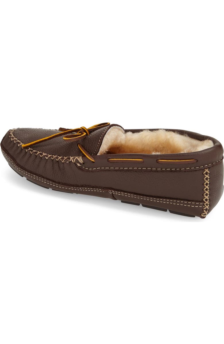 Minnetonka Genuine Shearling Leather Slipper, Alternate, color, Chocolate