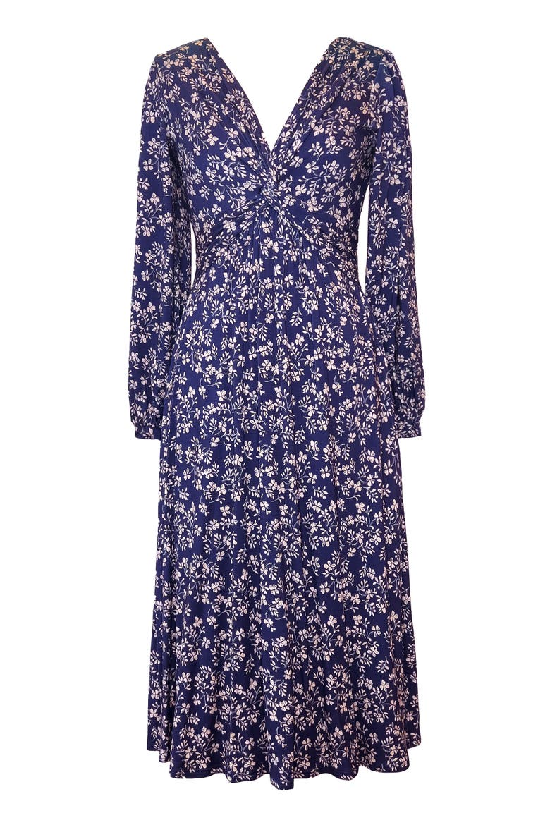 Mollie Knot Midi Dress, Alternate, color, Midnight Bloom