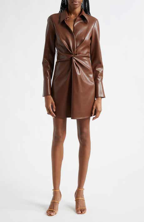 Cinq à Sept McKenna Long Sleeve Faux Leather Dress