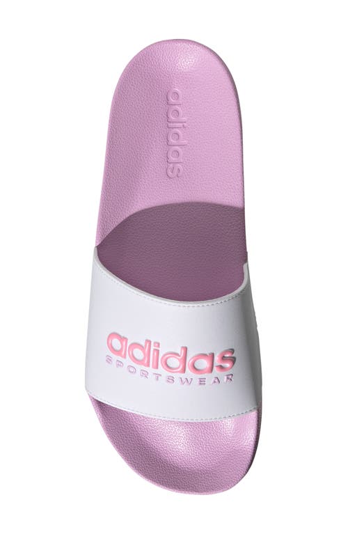 Adidas Originals Adidas Adilette Shower Slide In White/bliss Pink/lilac