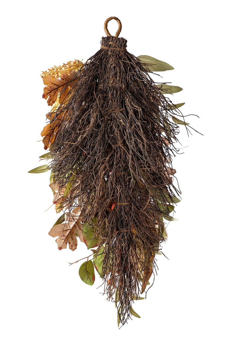 27"H Fall Pumpkin Leaf Teardrop, Alternate, color, Orange