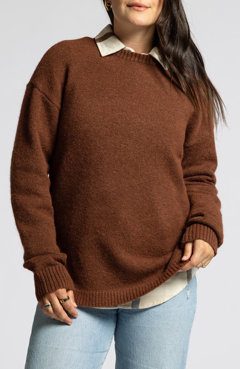 Thread & Supply Flora Crewneck Sweater, Main, color, Heather Rust