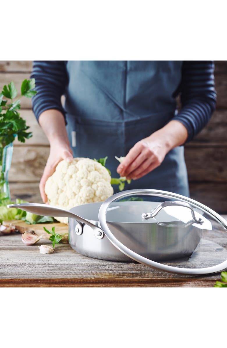 GreenPan Venice Pro 5-Quart Stainless Steel Ceramic Nonstick Saute Pan with Lid, Alternate, color,