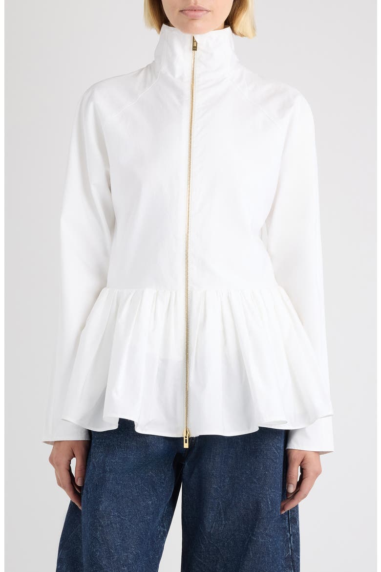 Cotton Peplum Jacket, Main, color, BLANC