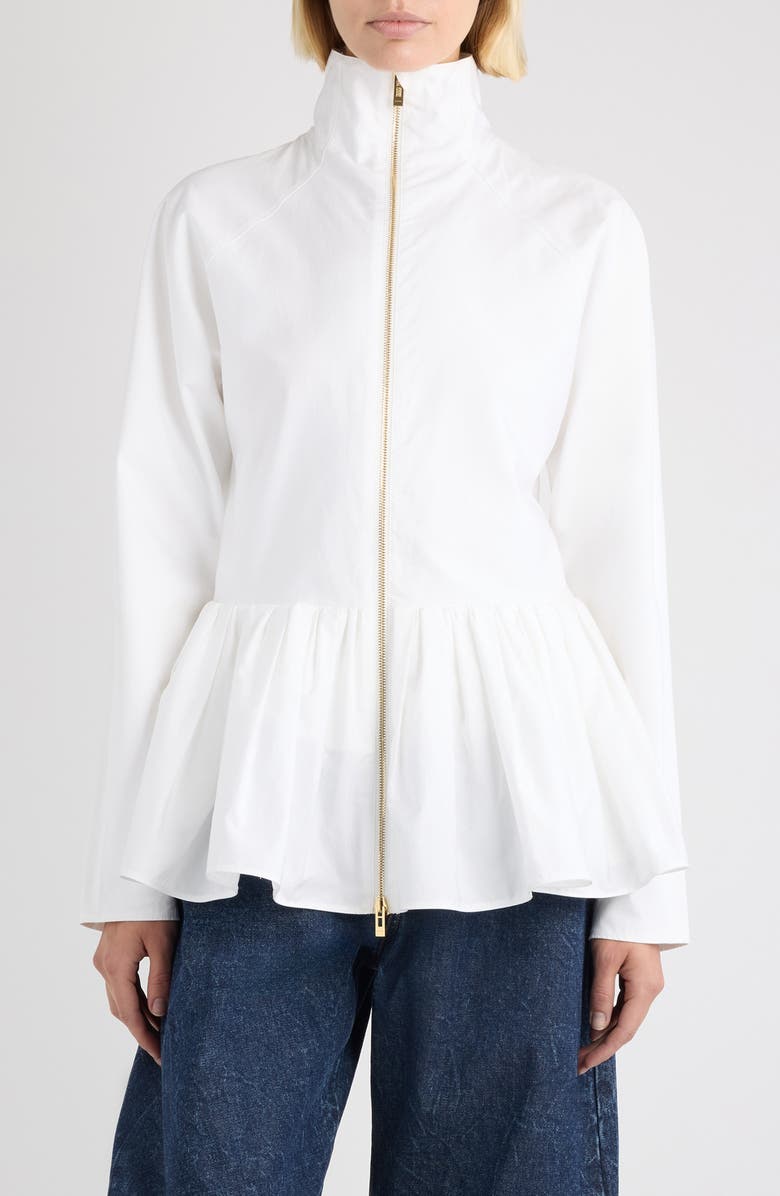 Alaïa Cotton Peplum Jacket, Main, color, Blanc