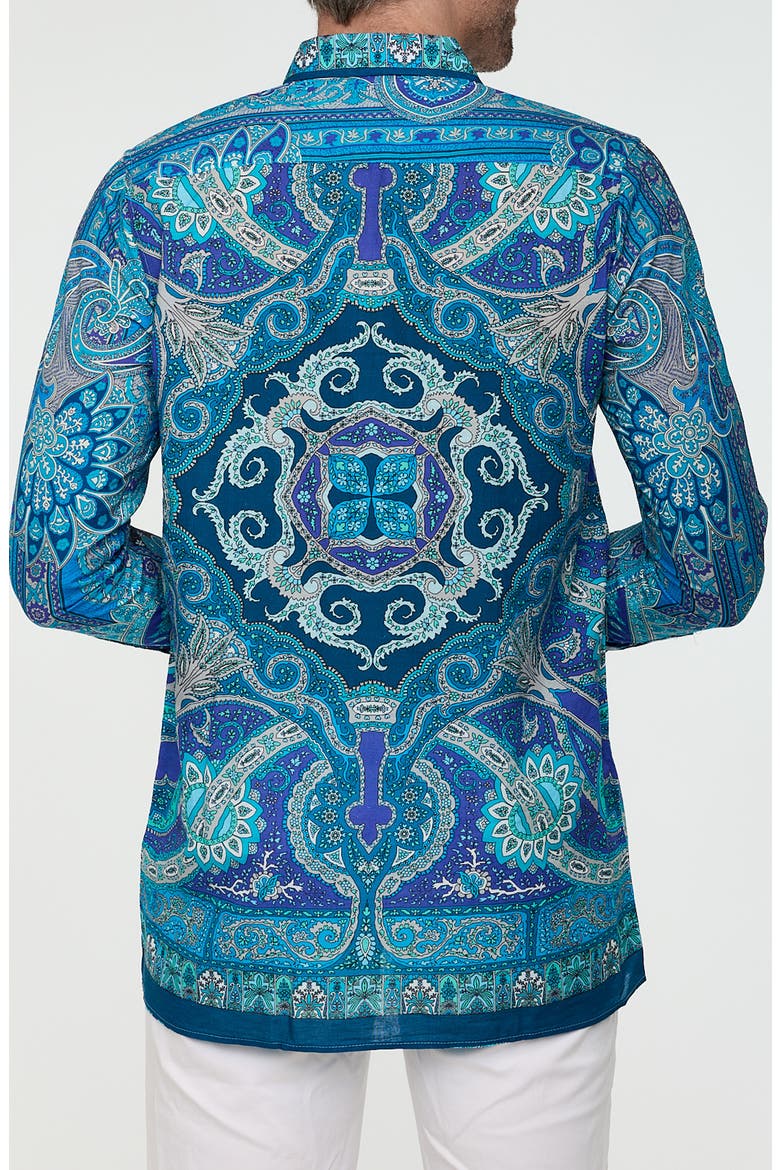 Paisley Button-Up Resort Shirt, Alternate, color, BLUE