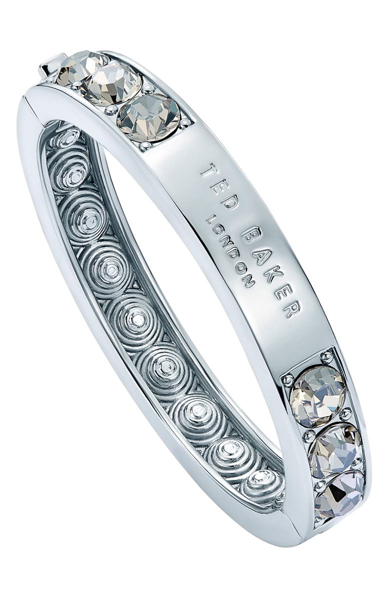 Ted Baker Rosie Crystal Hinged Bangle Bracelet, Alternate, color, Silver Tone / Smoked Crystal