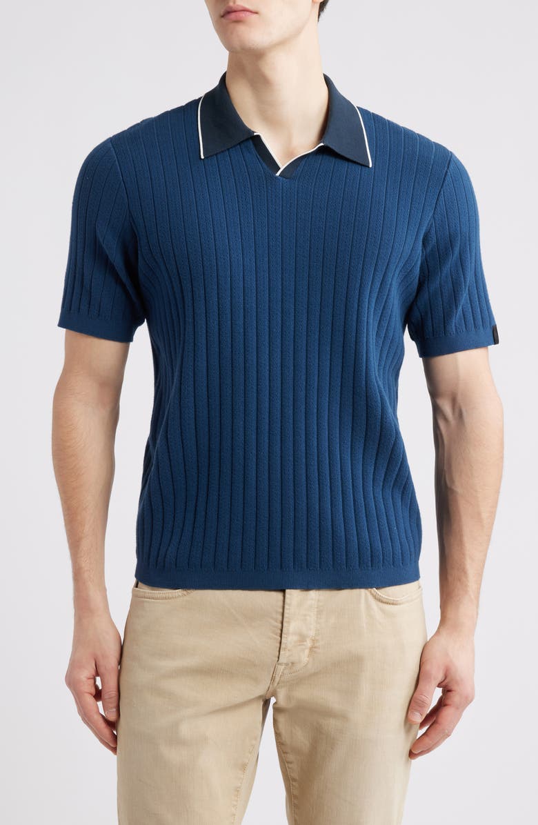 rag & bone Sanford Rib Johnny Collar Polo, Main, color, Midnight