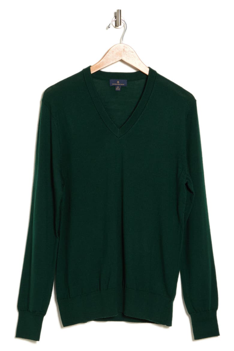 Merino Wool V-Neck Sweater, Alternate, color, DARK GREEN