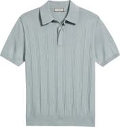 Canali Ribbed Cotton Blend Polo Sweater