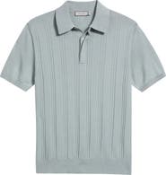 Canali Ribbed Cotton Blend Polo Sweater