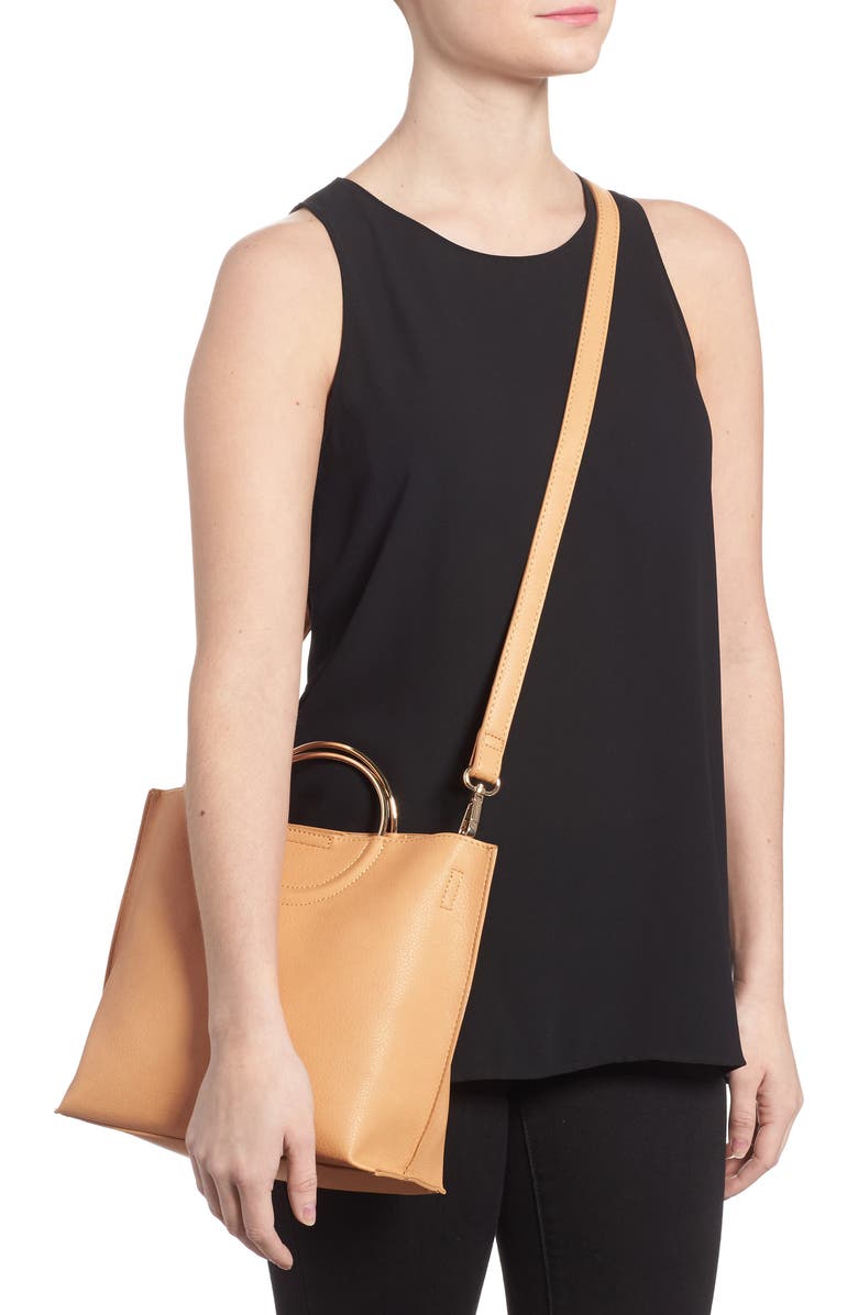 BP. Metal Handle Faux Leather Crossbody Bag, Alternate, color,