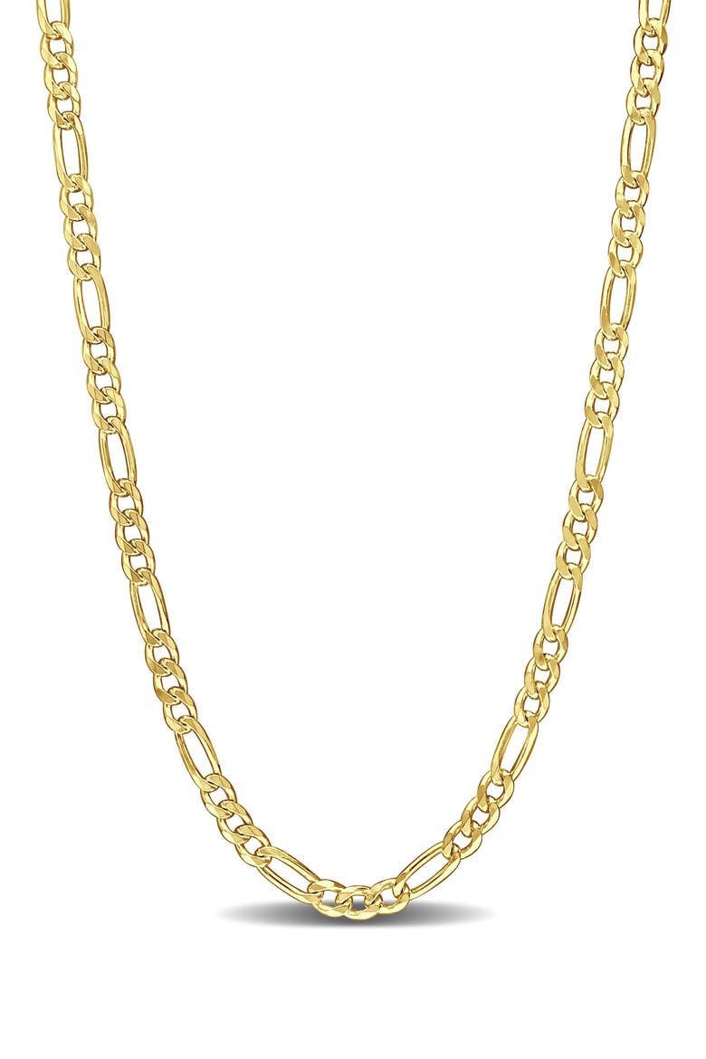 18K Gold Plated Figaro Chain Link Necklace, Main, color, YELLOW